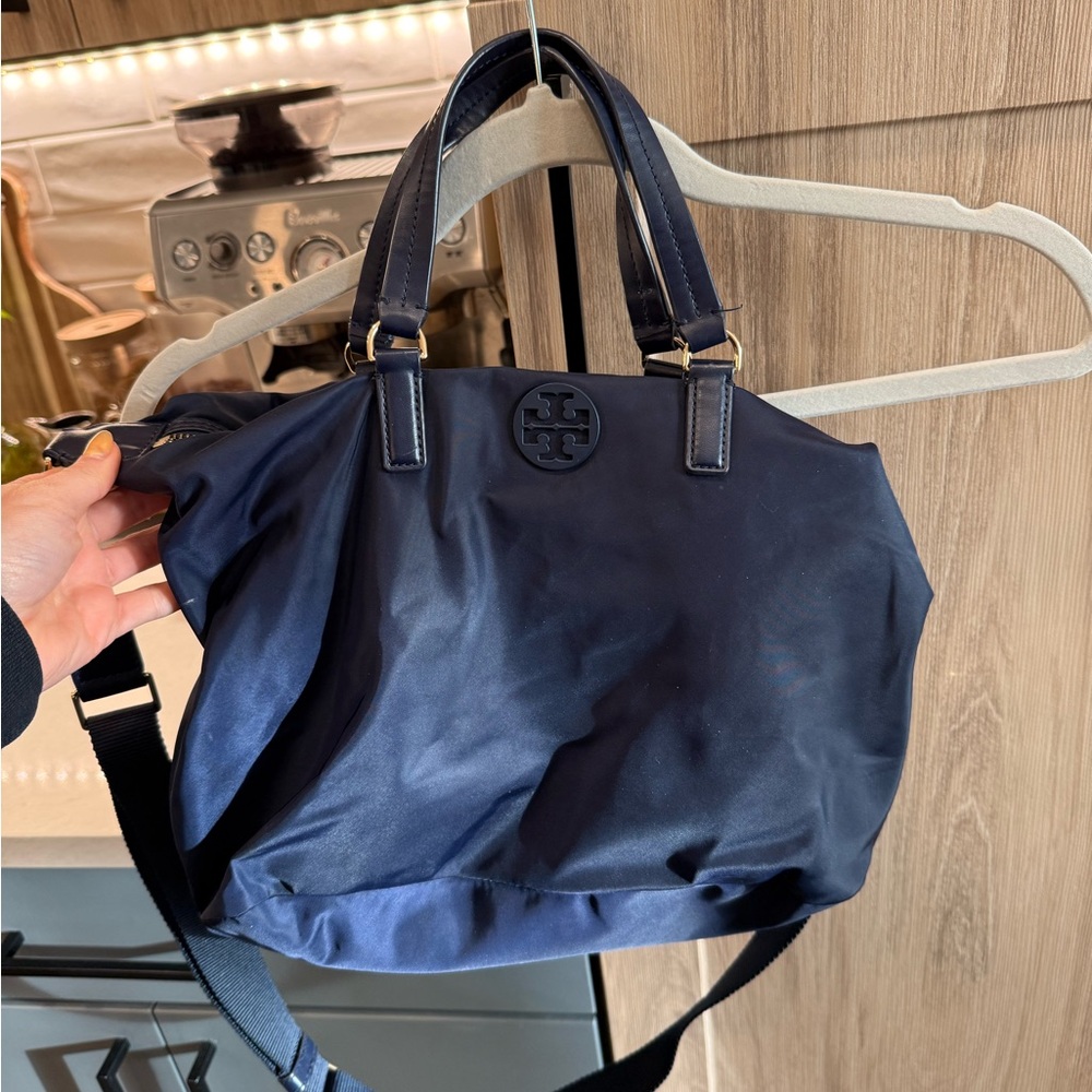 Tory Burch Blue Shoulder Bag with Logo Detail